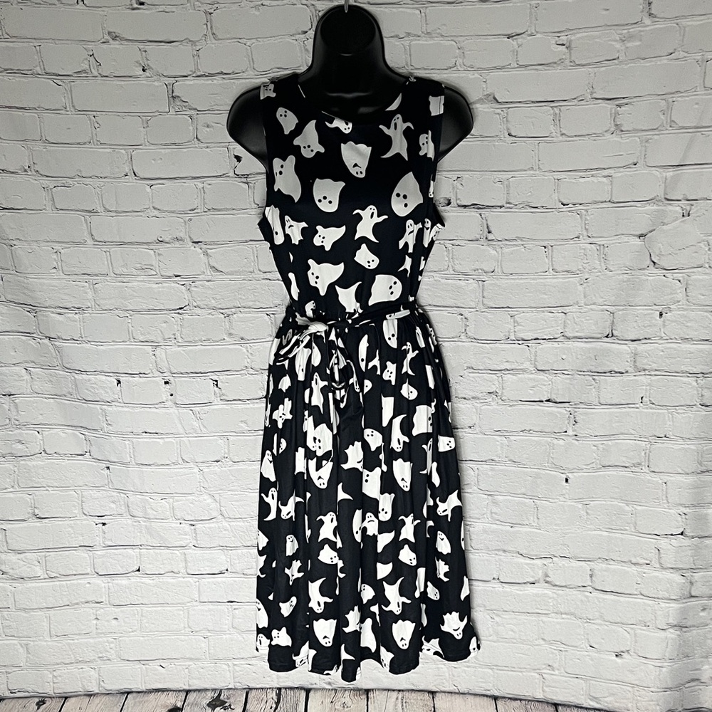 Black and White Ghost Print Dress
